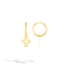 Men's Dangle Hoop Open Cross Earring