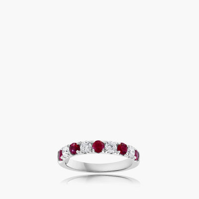 Alternating Ruby and Diamond 3mm Band - Private Label product