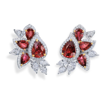 Fancy Ruby Earrings with Diamonds - Private Label product