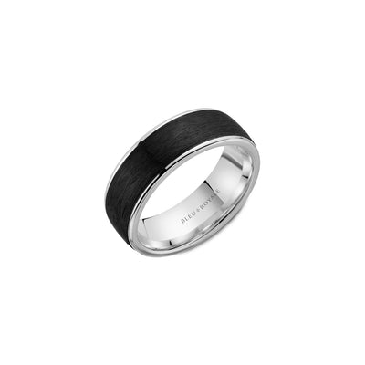 Crown Ring Bleu Royale White Gold and Black Wedding Band - Crown Rings product