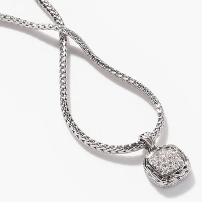 John Hardy Icon Silver Diamond Square Drop Pendant Necklace - John Hardy product