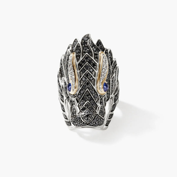 John Hardy Naga 18K Gold & Silver Pave Ring