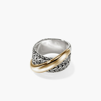 John Hardy Essentials Two-Tone Wide Crossover Ring - 12.5mm - John Hardy product