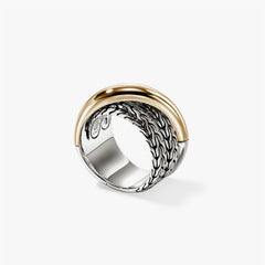 John Hardy Essentials Two-Tone Wide Crossover Ring - 12.5mm