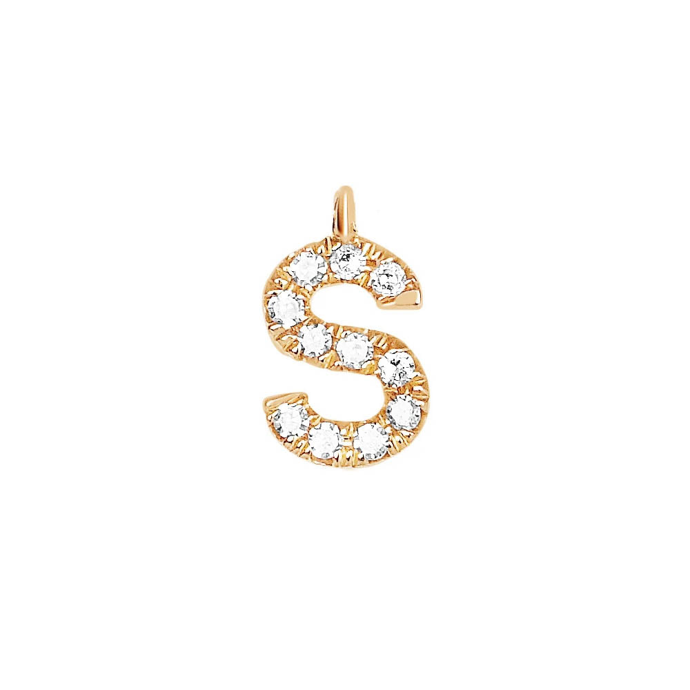 EF Collection Diamond Initial Charm in Yellow gold