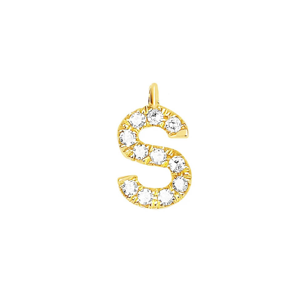 EF Collection Diamond Initial Charm in Yellow gold