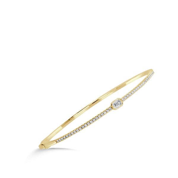 Emerald and Round Diamond Bangle Bracelet