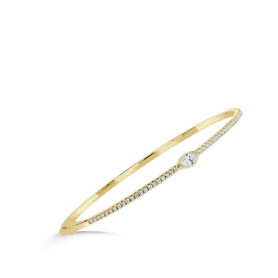 Round and Marquise Diamond Bangle Bracelet in 14K Yellow Gold - Private Label product