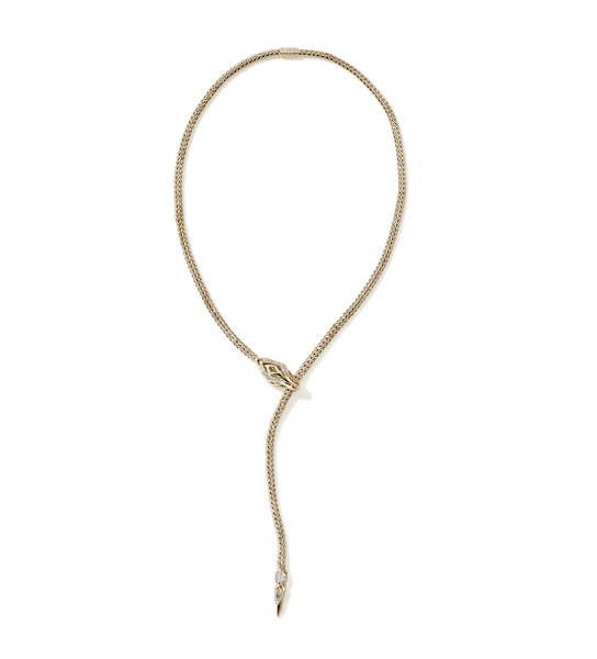John Hardy Naga Diamond Lariat Necklace in Yellow Gold