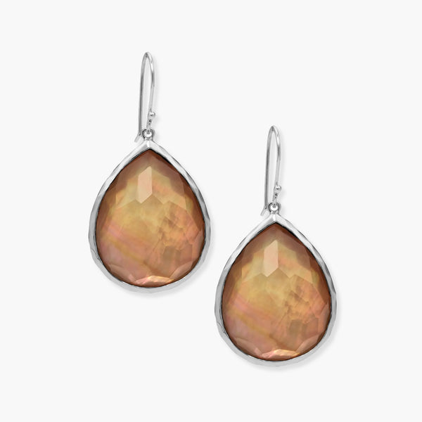 Ippolita Rock Candy Large Crystal and Brown Shell Doublet Teardrop Earrings