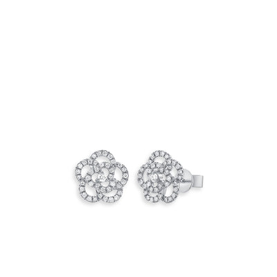 Small Open Flower Diamond Stud Earrings - Private Label product