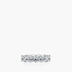 Seven-stone oval diamond shared prong band in platinum showing all seven stones, front view