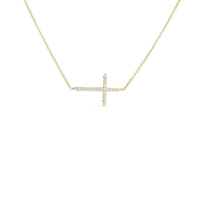 Roberto Coin Yellow Gold Diamond Sideways Cross Chain Necklace - Roberto Coin product