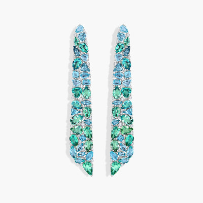 Multi-color Paraiba Tourmaline Earrings in 18K White Gold with Diamonds - Private Label product