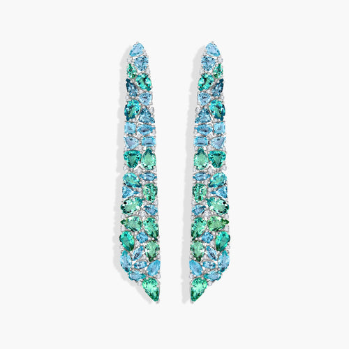 Multi-color Paraiba Tourmaline Earrings in 18K White Gold with Diamonds