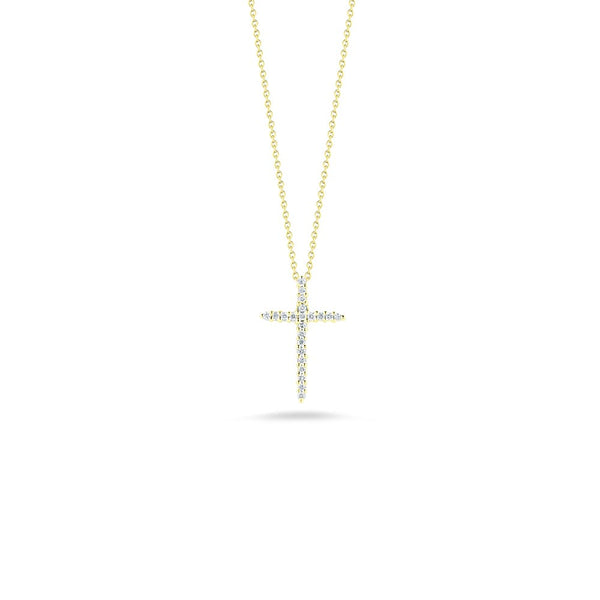 Roberto Coin Tiny Treasures Yellow Gold Diamond Sliver Cross Necklace