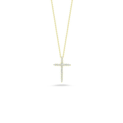 Roberto Coin Tiny Treasures Yellow Gold Diamond Sliver Cross Necklace - Roberto Coin product