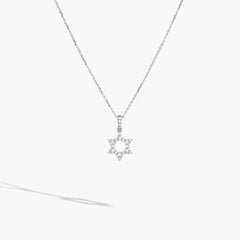 White Gold Diamond Star of David Necklace - 0.18ctw