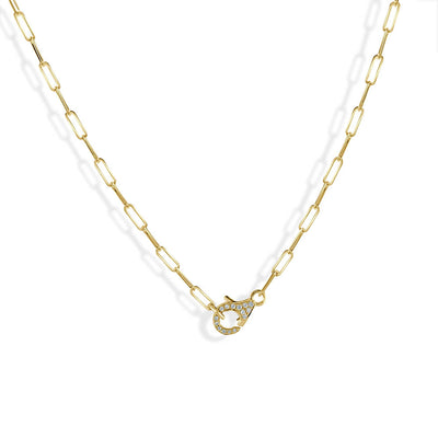 Diamond Clasp Paperclip Necklace and Chain - Private Label product