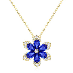 Diamond and Sapphire Flower Necklace