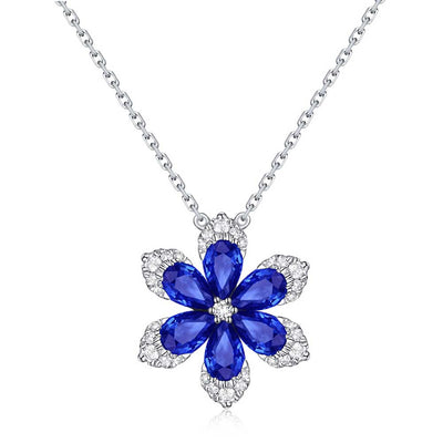 Diamond and Sapphire Flower Necklace - Private Label product