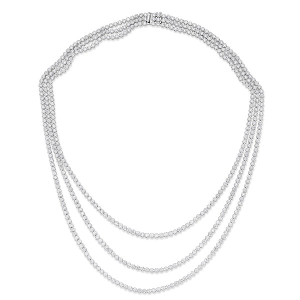 15.50 Carat 3 Stand Diamond Tennis Necklace