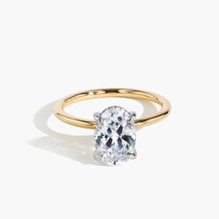 Ultra Thin Emerald Cut Hidden Halo Engagement Ring Setting in Platinum