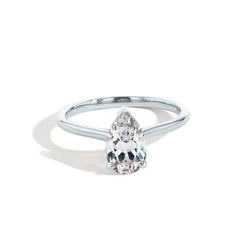 The Pear Solitaire Engagement Ring in White Gold