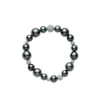 Mikimoto Classic Black South Sea Pearl & Diamond Beads Bracelet - Mikimoto product