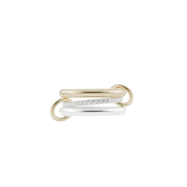 Spinelli Kilcollin Libra Petite Silver Gold Diamond Pave Ring