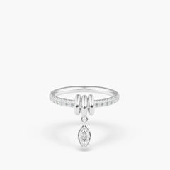 Spinelli Kilcollin Pia Marquise Diamond Ring - Annulet ring linked to an Annulet accented by a marquise-shaped white diamond pave drop charm, shown in sterling silver