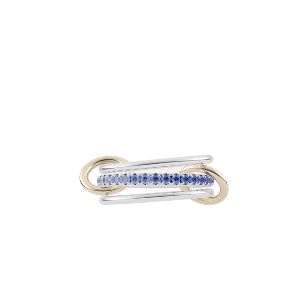 Spinelli Kilcollin Tigris Ring in Two-Tone with Blue Ombre Sapphire, Detail View.