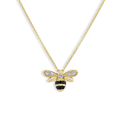 Black and White Diamond Bee Pendant Necklace - Private Label product