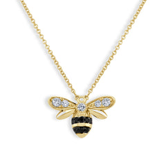 Black and White Diamond Bee Pendant Necklace