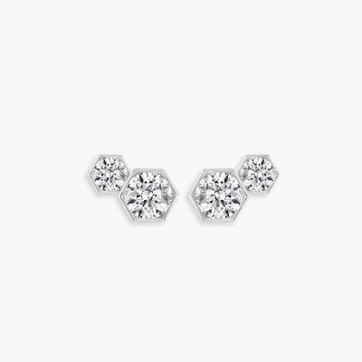 2 Carat Hexagon Double Diamond Stud Earrings - Private Label product