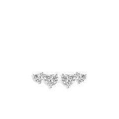 1.42 Carat Double Heart Diamond Stud Earrings
