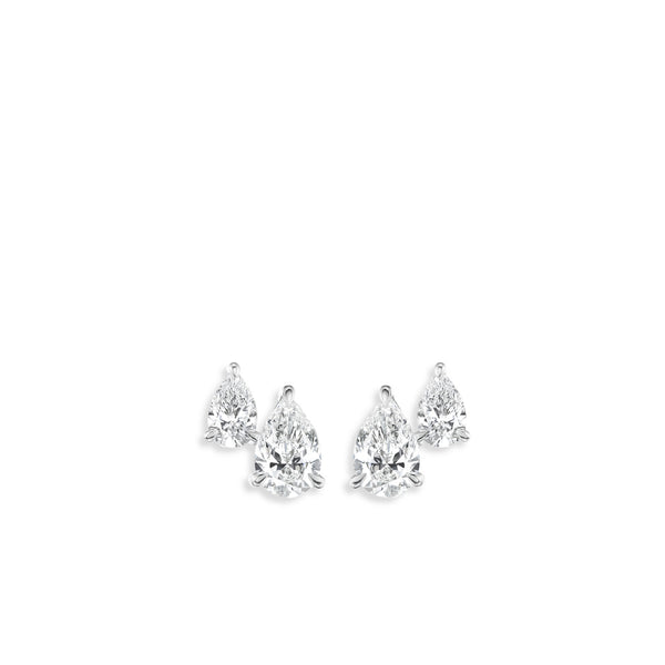 1.43 Carat Pear Double Diamond Stud Earrings