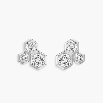 Hexagon Cluster Diamond Stud Earrings - Private Label product
