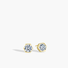 .60 Carat Hexagon Bezel Diamond Studs