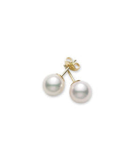 Mikimoto 7mm A Pearl Stud Earrings - 18K Yellow Gold