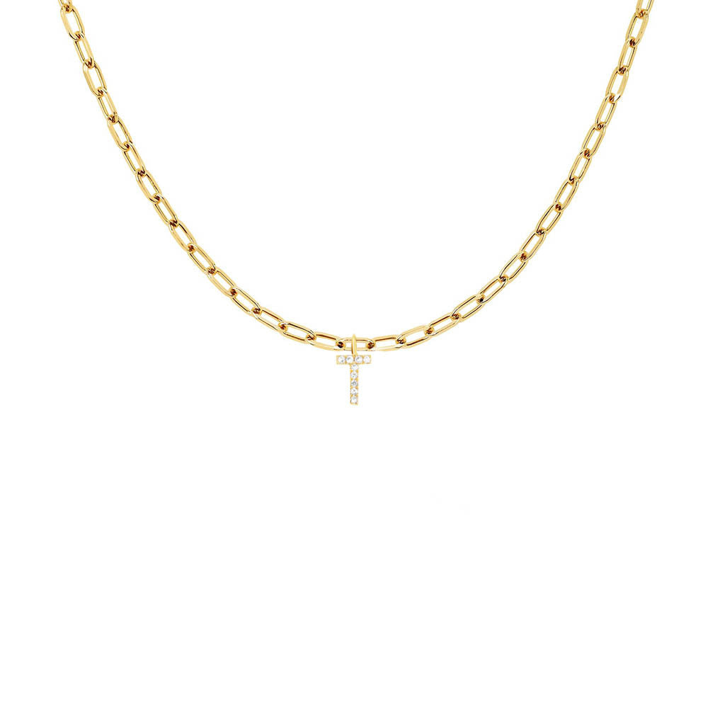 EF Collection Diamond Initial Charm in Yellow gold