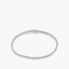 Tacori Crescent pear diamond tennis bracelet in 18K white gold with milgrain detailing, front view