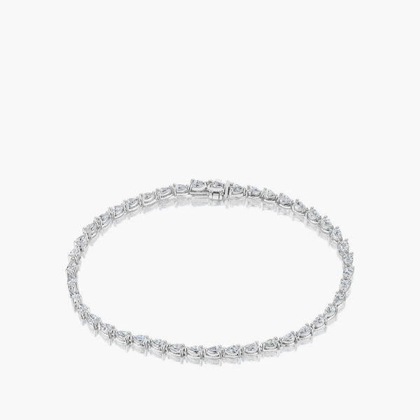 Tacori Crescent pear diamond tennis bracelet in 18K white gold with milgrain detailing, front view