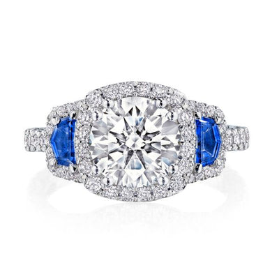 Tacori RoyalT Cushion Triple Bloom with Sapphire Side Stones - Tacori product