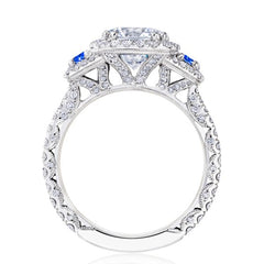 Tacori RoyalT Round Triple Bloom with Sapphire Side Stones