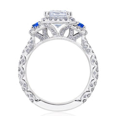 Tacori RoyalT Round Triple Bloom with Sapphire Side Stones
