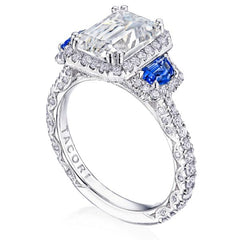 Tacori RoyalT Round Triple Bloom with Sapphire Side Stones