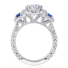 Tacori RoyalT Oval Triple Bloom with Sapphire Side Stones