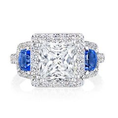 Tacori RoyalT Round Triple Bloom with Sapphire Side Stones