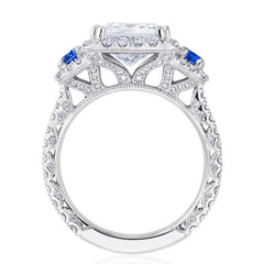 Tacori RoyalT Round Triple Bloom with Sapphire Side Stones